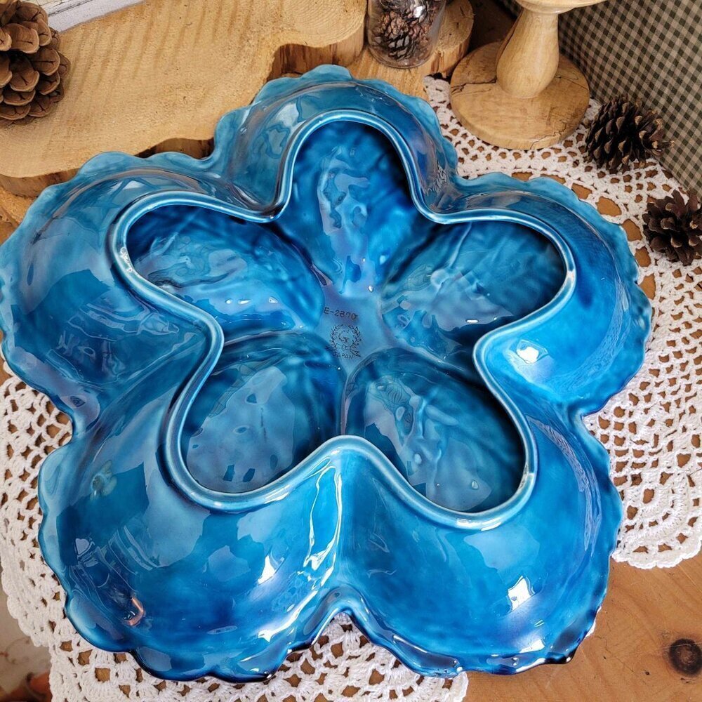 INARCO Mood Indigo Vintage Serving Tray Blue Fruits - Picture 10 of 13